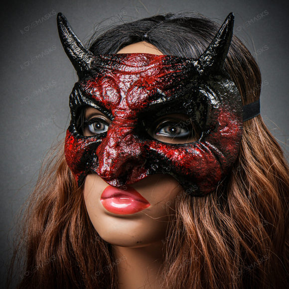 Goblin Devil Short Horn Eyes Mask - Bloody Red - Picture 5 of 8